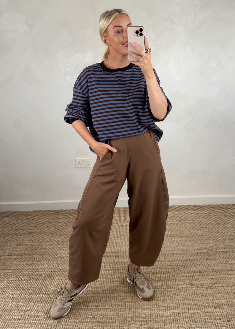 Leo striped sweater - blue/chocolate-The Style Attic