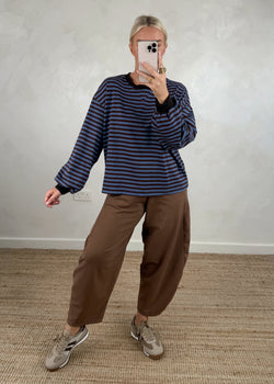 Leo striped sweater - blue/chocolate-The Style Attic