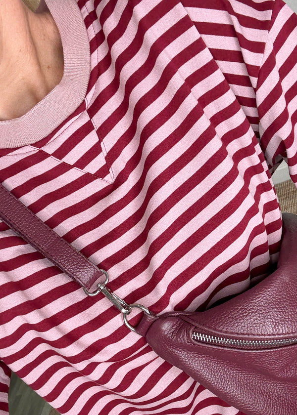 Leo striped sweater - blush/merlot-The Style Attic