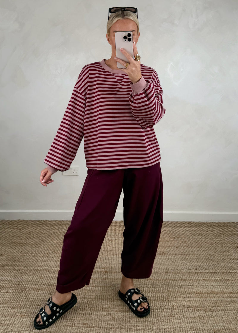 Leo striped sweater - blush/merlot-The Style Attic