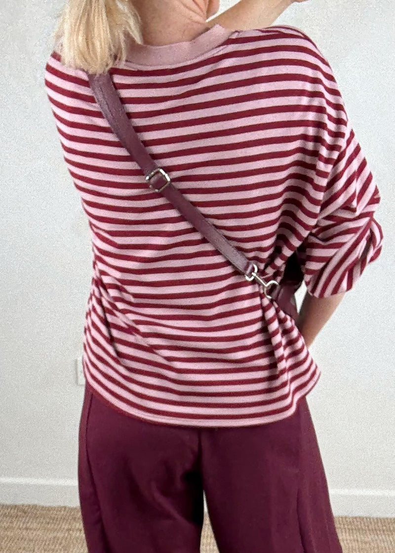 Leo striped sweater - blush/merlot-The Style Attic