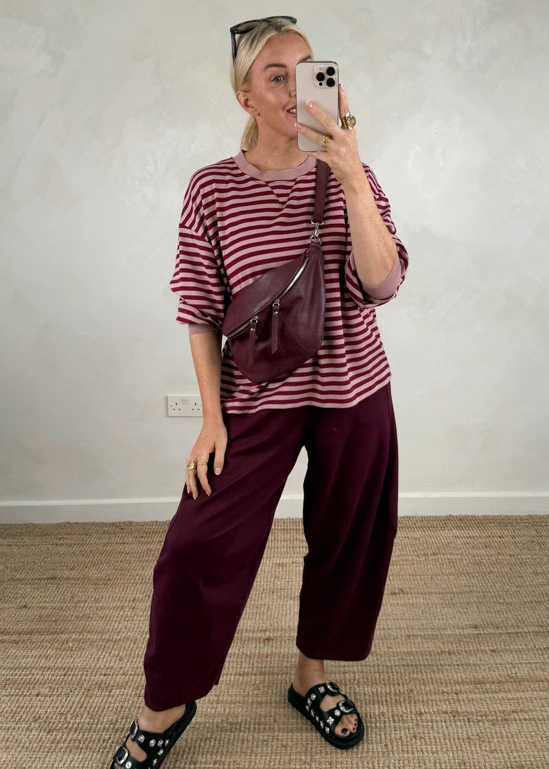 Leo striped sweater - blush/merlot-The Style Attic