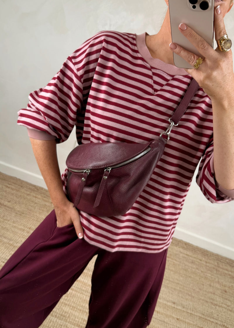 Leo striped sweater - blush/merlot-The Style Attic