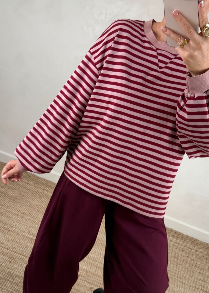 Leo striped sweater - blush/merlot-The Style Attic
