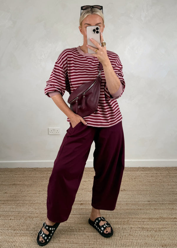 Leo striped sweater - blush/merlot-The Style Attic