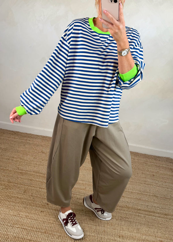 Leo striped sweater - cobalt/cream-The Style Attic