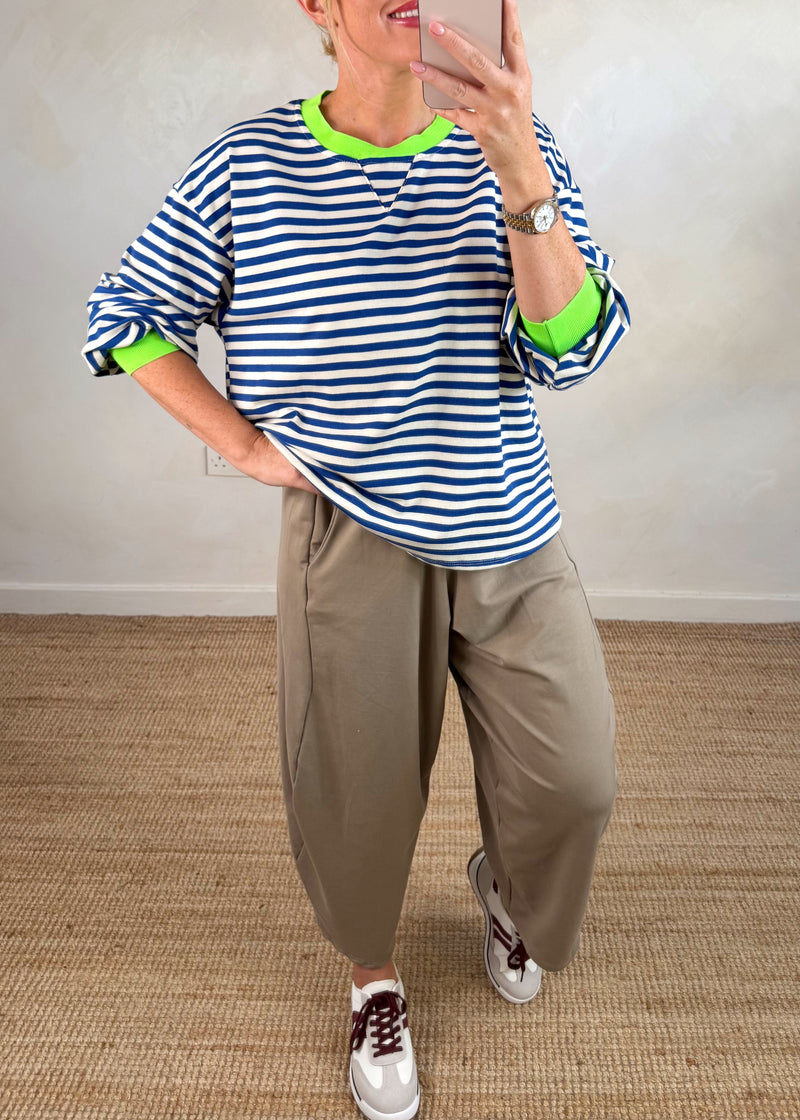 Leo striped sweater - cobalt/cream-The Style Attic
