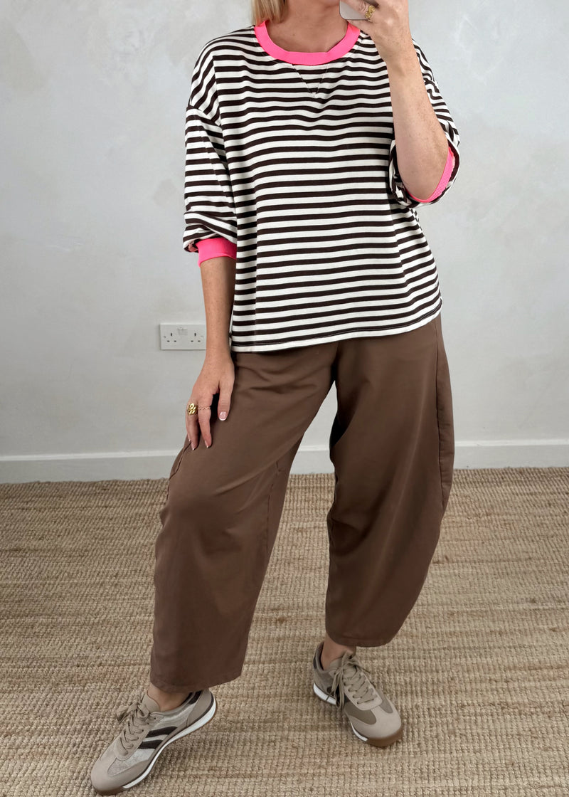 Leo striped sweater - cream/chocolate-The Style Attic