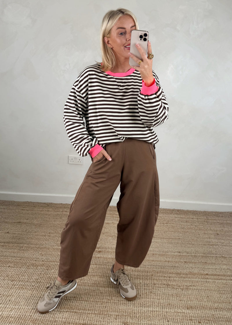 Leo striped sweater - cream/chocolate-The Style Attic