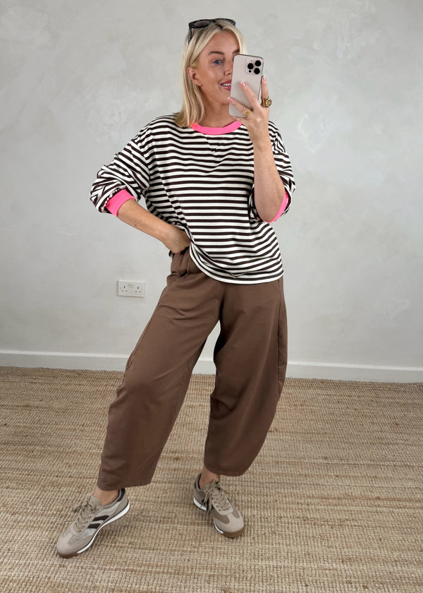Leo striped sweater - cream/chocolate-The Style Attic