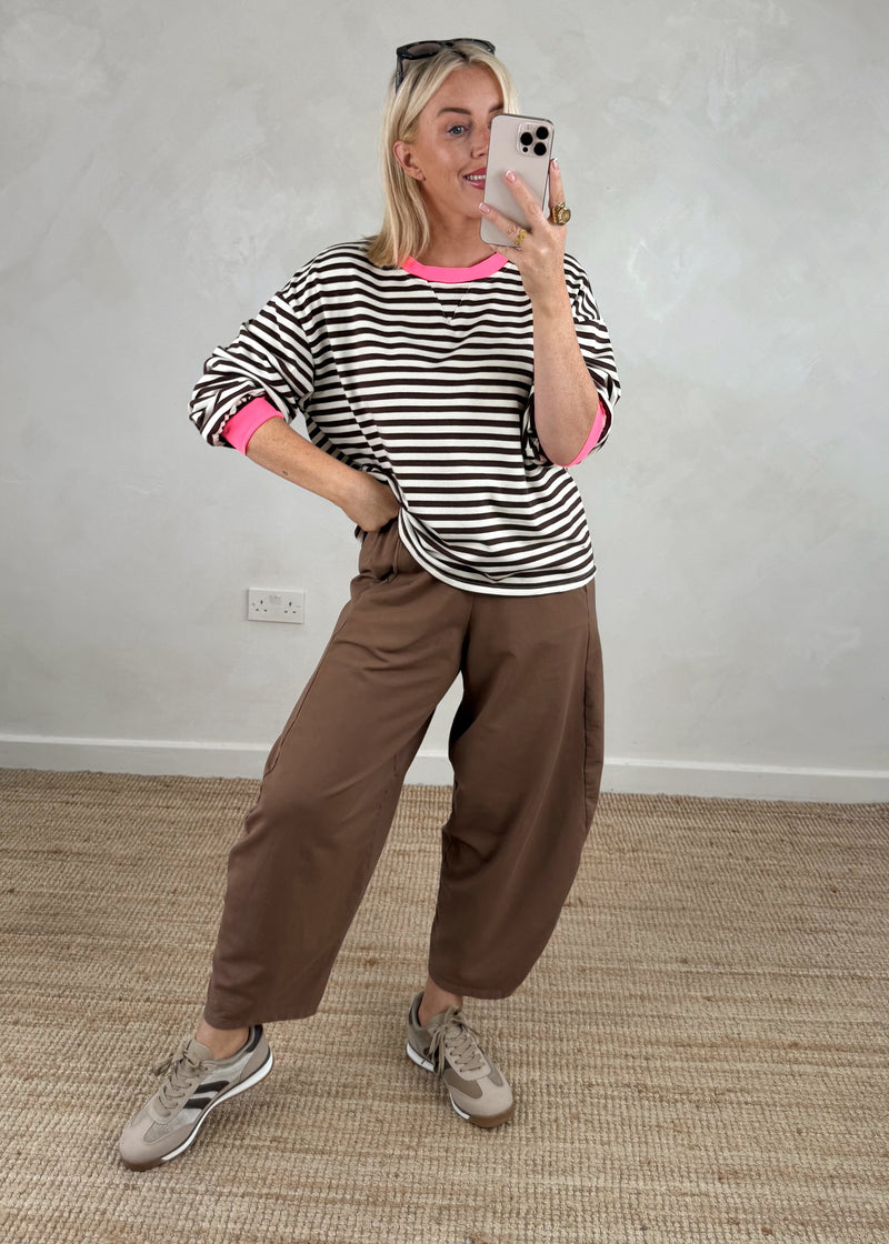 Leo striped sweater - cream/chocolate-The Style Attic