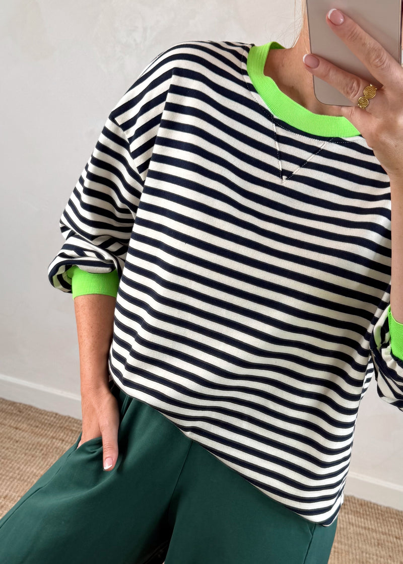 Leo striped sweater - cream/navy-The Style Attic