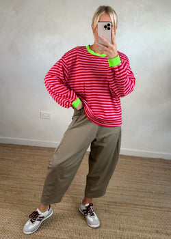 Leo striped sweater - red/pink-The Style Attic