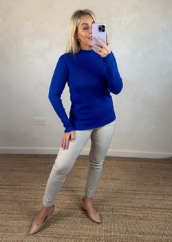 Lettuce frill layering top - cobalt-The Style Attic