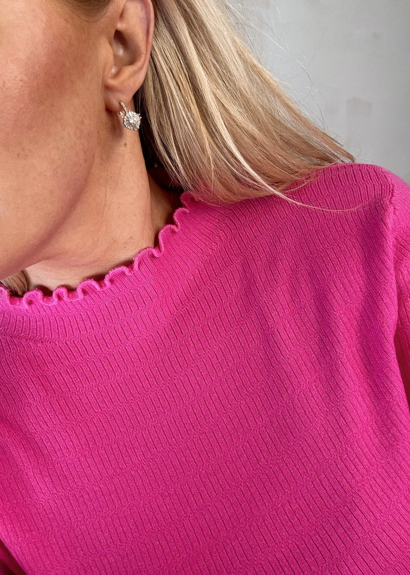 Lettuce frill layering top - hot pink-The Style Attic