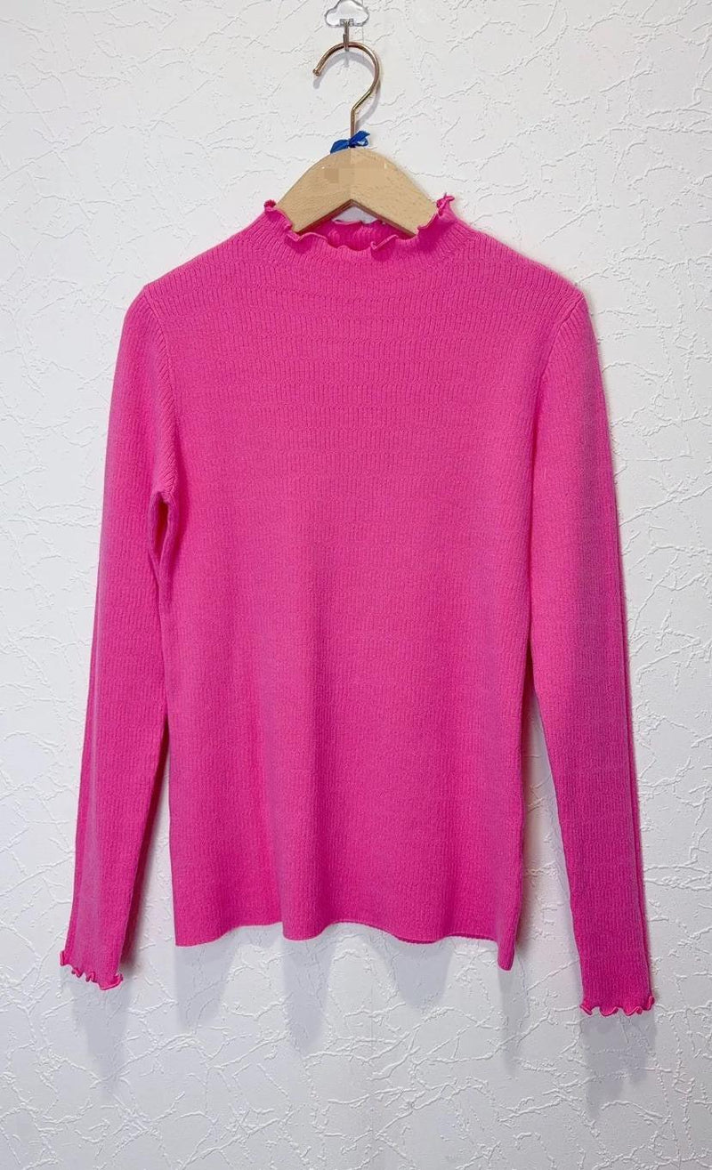 Lettuce frill layering top - hot pink-The Style Attic