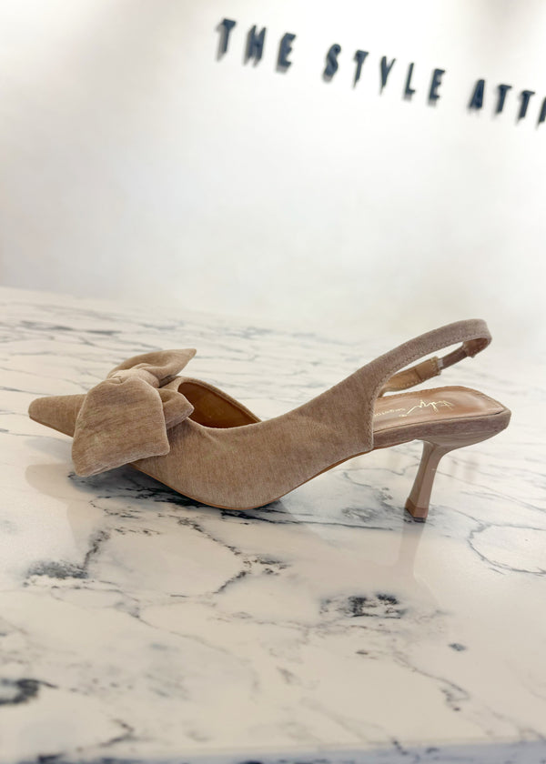 Liddy bow heel - camel-The Style Attic