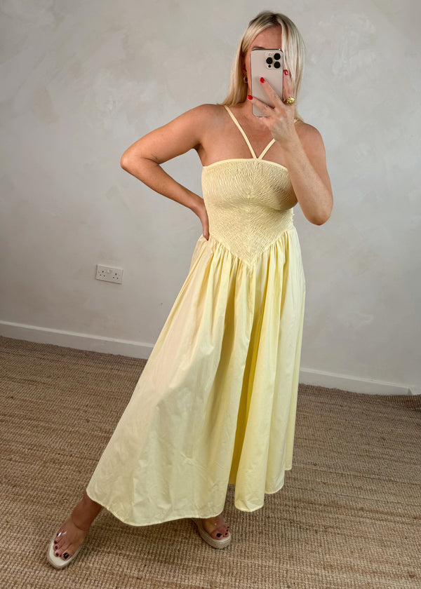 Lillia Drop waist maxi - lemon-The Style Attic