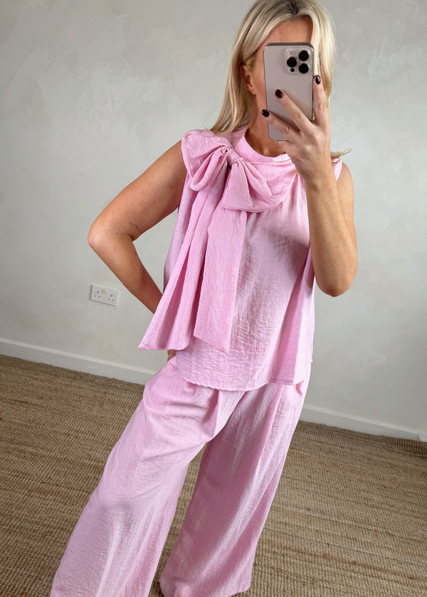 Lisa bow co-ord set - bubblegum-The Style Attic