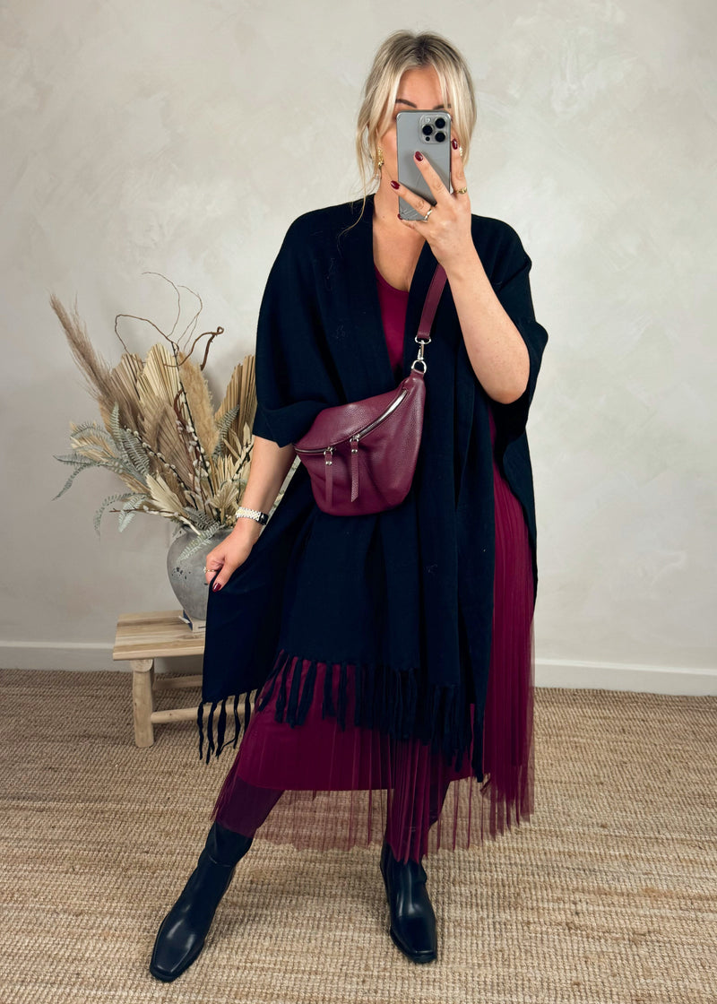 Lissy poncho cardigan - black-The Style Attic