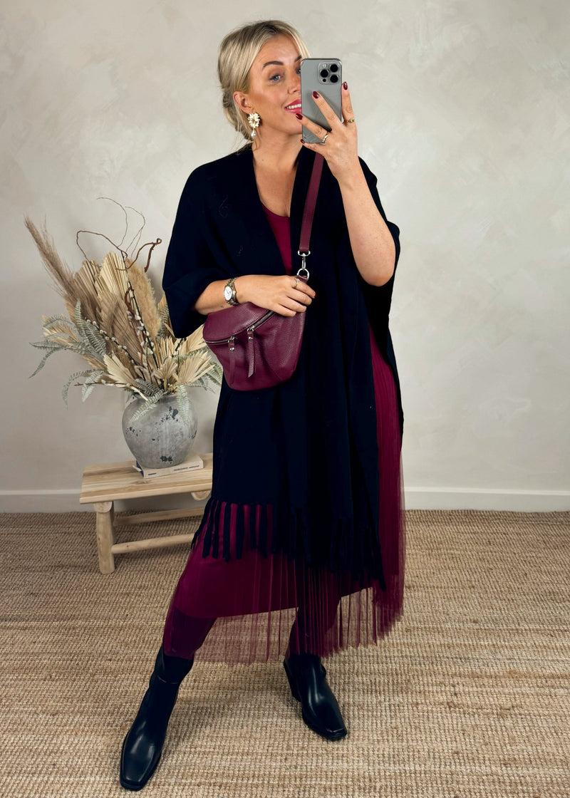 Lissy poncho cardigan - black-The Style Attic