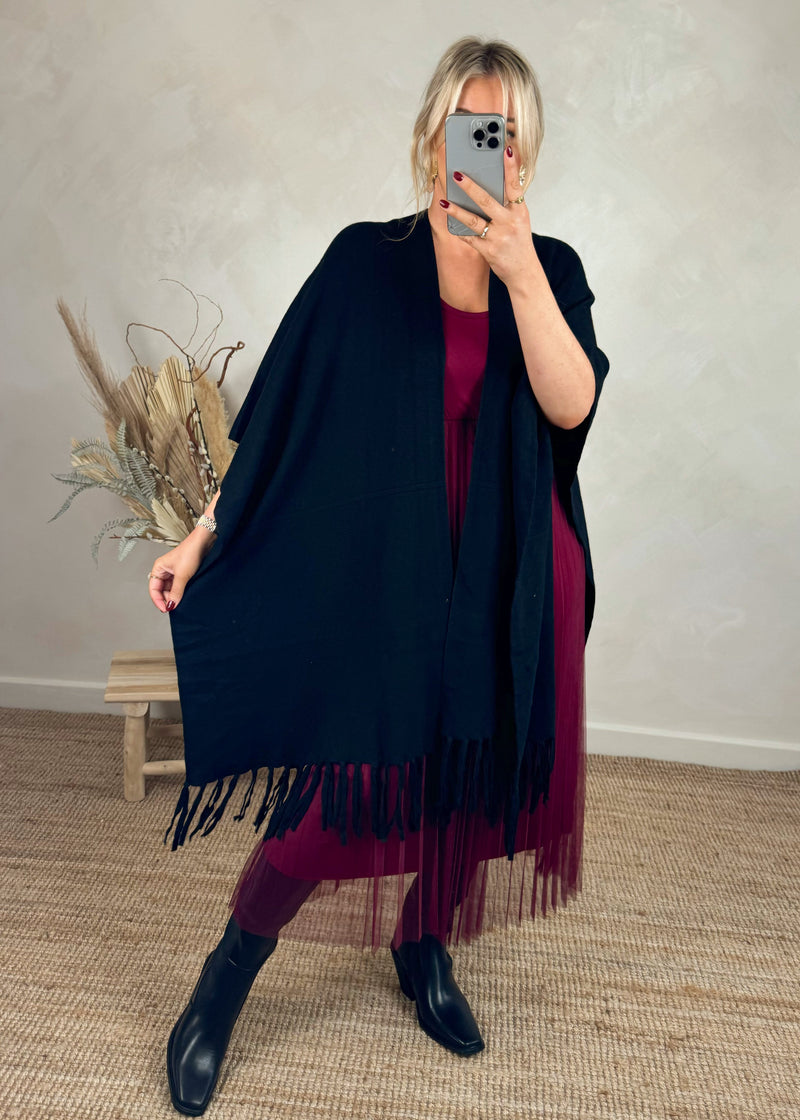 Lissy poncho cardigan - black-The Style Attic