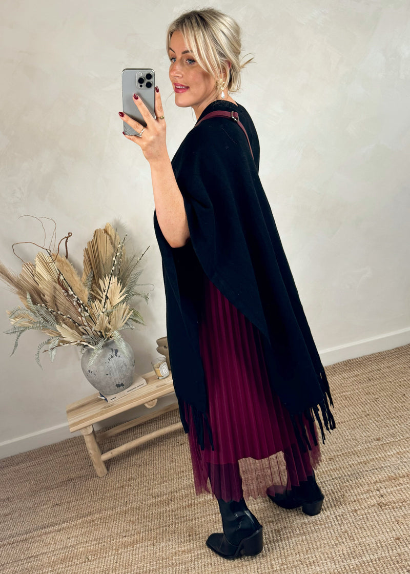 Lissy poncho cardigan - black-The Style Attic