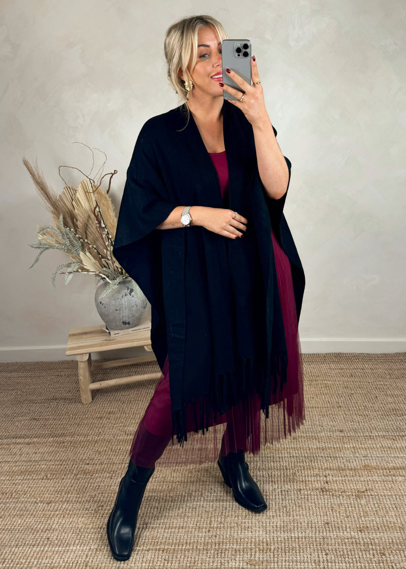 Lissy poncho cardigan - black-The Style Attic