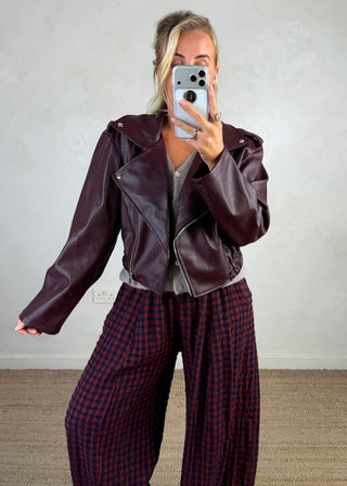 Livvy biker jacket - Merlot-The Style Attic