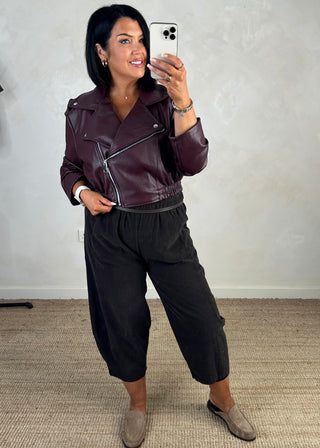 Livvy biker jacket - Merlot-The Style Attic