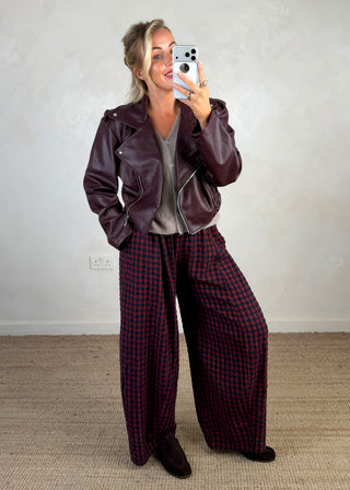 Livvy biker jacket - Merlot-The Style Attic