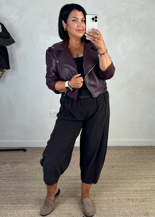 Livvy biker jacket - Merlot-The Style Attic