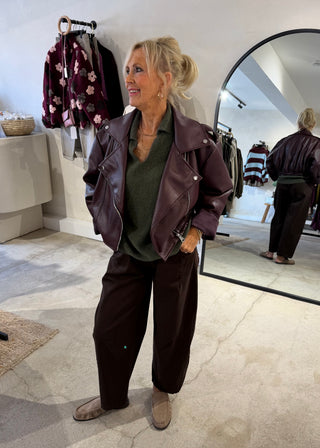 Livvy biker jacket - Merlot-The Style Attic
