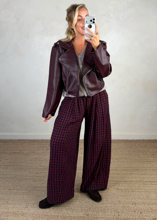 Livvy biker jacket - Merlot-The Style Attic
