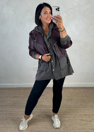 Livvy biker jacket - Merlot-The Style Attic