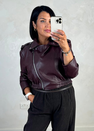 Livvy biker jacket - Merlot-The Style Attic