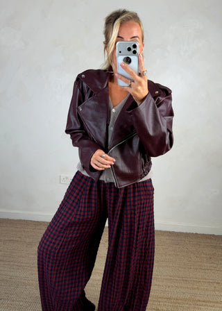 Livvy biker jacket - Merlot-The Style Attic