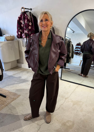 Livvy biker jacket - Merlot-The Style Attic