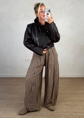 Livvy biker jacket - chocolate-The Style Attic