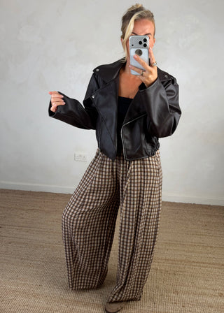 Livvy biker jacket - chocolate-The Style Attic