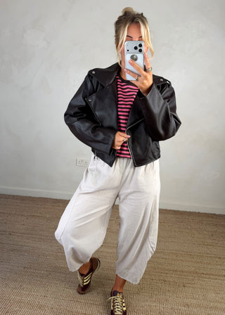 Livvy biker jacket - chocolate-The Style Attic