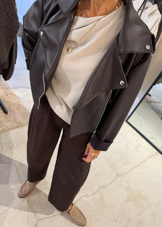 Livvy biker jacket - chocolate-The Style Attic