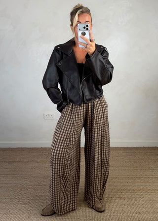 Livvy biker jacket - chocolate-The Style Attic