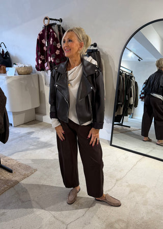 Livvy biker jacket - chocolate-The Style Attic