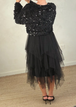 Liza sequin bolero - Black-The Style Attic