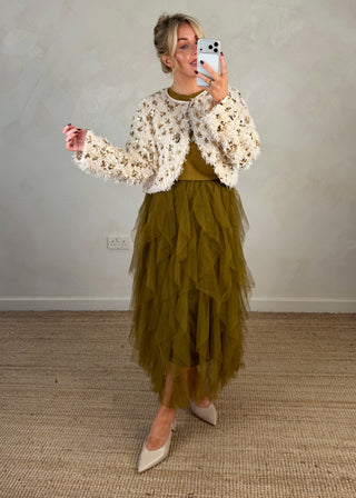 Liza sequin bolero - Champagne-The Style Attic