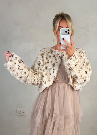 Liza sequin bolero - Champagne-The Style Attic