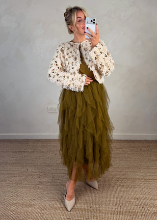 Liza sequin bolero - Champagne-The Style Attic