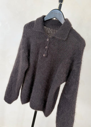 Logan mohair blend knit - Chocolate-The Style Attic