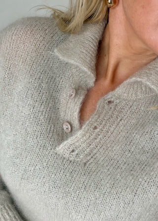 Logan mohair blend knit - Greige-The Style Attic